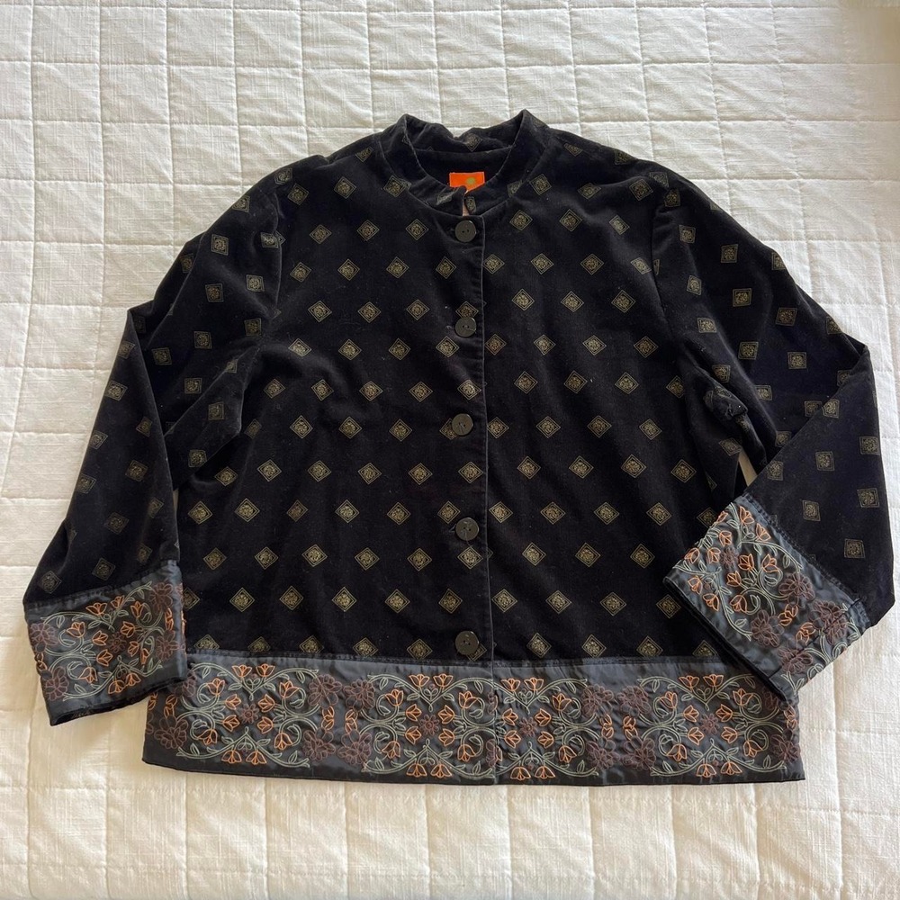 Womens Hearts of Palm Black Velvet Jacket | Statement Jacket | Dressy
